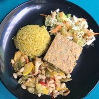 Main course of a meal of the day at Govindas in Manizales