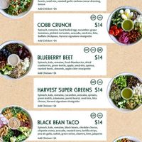 Salad menu  at Harvest in Bedford