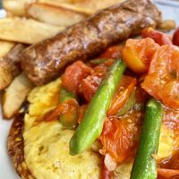 Asparagus frittata with roasted cherry tomatoes. at Civico by The Park in San Diego