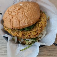 Vegan seaweed burger at Anita's Sjømat in Reine