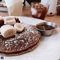 Pancakes vegan and coconut yogurt cup with granola at Kitchen Paris in Paris