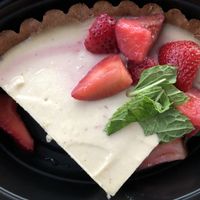 Vegan strawberry cheesecake  at True Food Kitchen in Kansas City