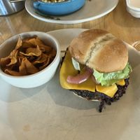 Vegan double cheese with sweet potato chips  at True Food Kitchen in Kansas City