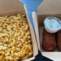 large mac and cheese and jalapeño poppers at Sweet Po Vegan Eats in Toronto