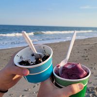 The beach is nearby if you want to eat by the ocean. at Gilbert's Ice Cream in Pawleys Island