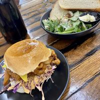 Cauliflower burger, salad  at Folium Cafe in Dudley