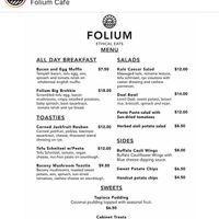 Menu  at Folium Cafe in Dudley
