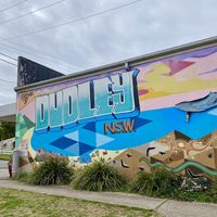 Dudley mural outside cafe  at Folium Cafe in Dudley