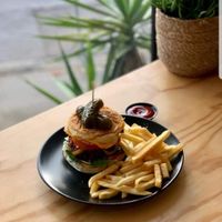 Burger at Folium Cafe in Dudley