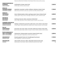 The menu at Sker in Olafsvik