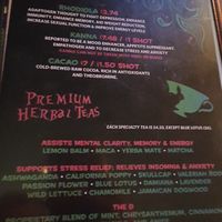 Mixes and herbal teas  at Mad Hatters Ethnobotanical Kava Bar in St Petersburg