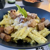 Carbonara. A bit dry but still wonderful   at BioMania Bistro Bol in Bol