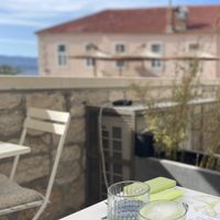 Matcha Latte by the sea  at BioMania Bistro Bol in Bol