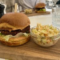 BioMania Black Bean Burger   at BioMania Bistro Bol in Bol