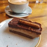 Biscoff tiffin and decaf soya latte at Olive & Bean in Newcastle Upon Tyne