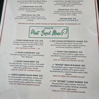 Vegan portion of the menu at Shepherd's Pub in Elora