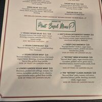 Plant Based Menu June 2025 at Shepherd's Pub in Elora