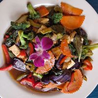 Eggplant w/Basil and Tofu at Aroy Thai Gardens in Middletown