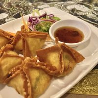 vegan crab rangoon!!!!  at Aroy Thai Gardens in Middletown