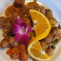 orange chicken at Aroy Thai Gardens in Middletown