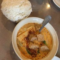 Panang curry with fried tofu (level 5 spice) at Aroy Thai Gardens in Middletown