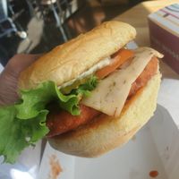 Spicy chic'N sandwich at PLNT Burger in Wynnewood