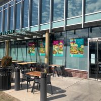 Exterior seating at PLNT Burger in Wynnewood