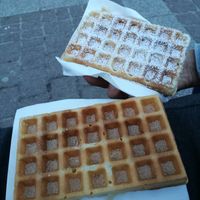 Vegan waffles - cinnamon sugar and icing sugar at Peters Waffelbar in Prerow
