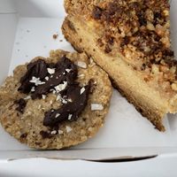 Chocolate-coconut cookie and dessert special (apple crumble cake) - muy rica!  at Vegetopia in Gran Canaria