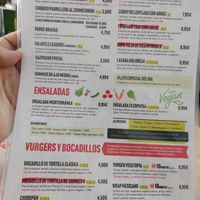 The menu at Vegetopia in Gran Canaria