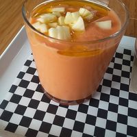 Gazpacho with apple topping at Vegetopia in Gran Canaria