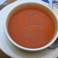 Soup of the day: roasted tomatoes and bell pepers at Botellini in Caldas Da Rainha