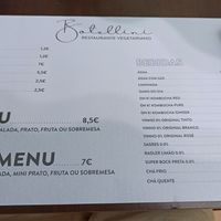 Menu at Botellini in Caldas Da Rainha