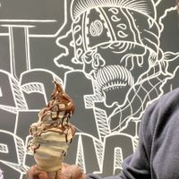 Vanilla ice cream cone with chocolate dip  at Ice Queen in Portland