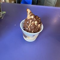 Kids chocolate soft serve with hot fudgee  at Ice Queen in Portland