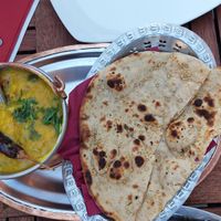 Lentiles with bread. at Namaste in Ljubljana