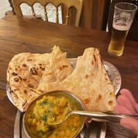 Dal with garlic naan  at Namaste in Ljubljana