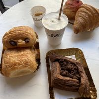 croissants and coffee with soy milk  at Charlotte Croissanterie in Trieste