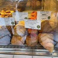 Good selection of fresh vegan pastries and soya milk option for coffee, very tasty!  at Charlotte Croissanterie in Trieste