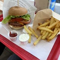 Burger and chips   at iVegan in Rome