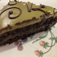 Sacher torte with pistachio cream  at iVegan in Rome