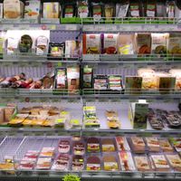 Vegan ham fridge at iVegan in Rome