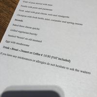 Menu at El Montana in Barcelona