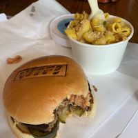 Bacon Cheeseburger and Mac n Cheese at WTF Burgers in North London