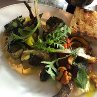 grilled veggies on creamy houmous with roasted foccacia at Wirtshaus Mättle in Loerrach