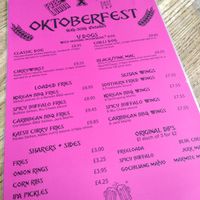 Oktoberfest menu 2020 at Freeloada  in Brighton