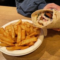 Falafel spesial i rul and French fries  at King Falafel in Oslo