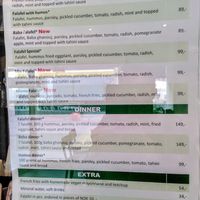Menu at King Falafel in Oslo