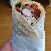 Falafel wrap with hummus at King Falafel in Oslo