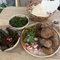 Falafel Platter with a side of Tabbouleh & Dolmas  at King Falafel in Oslo